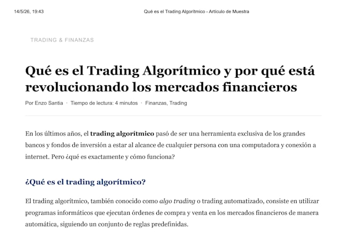 spanish trading and crypto content writer